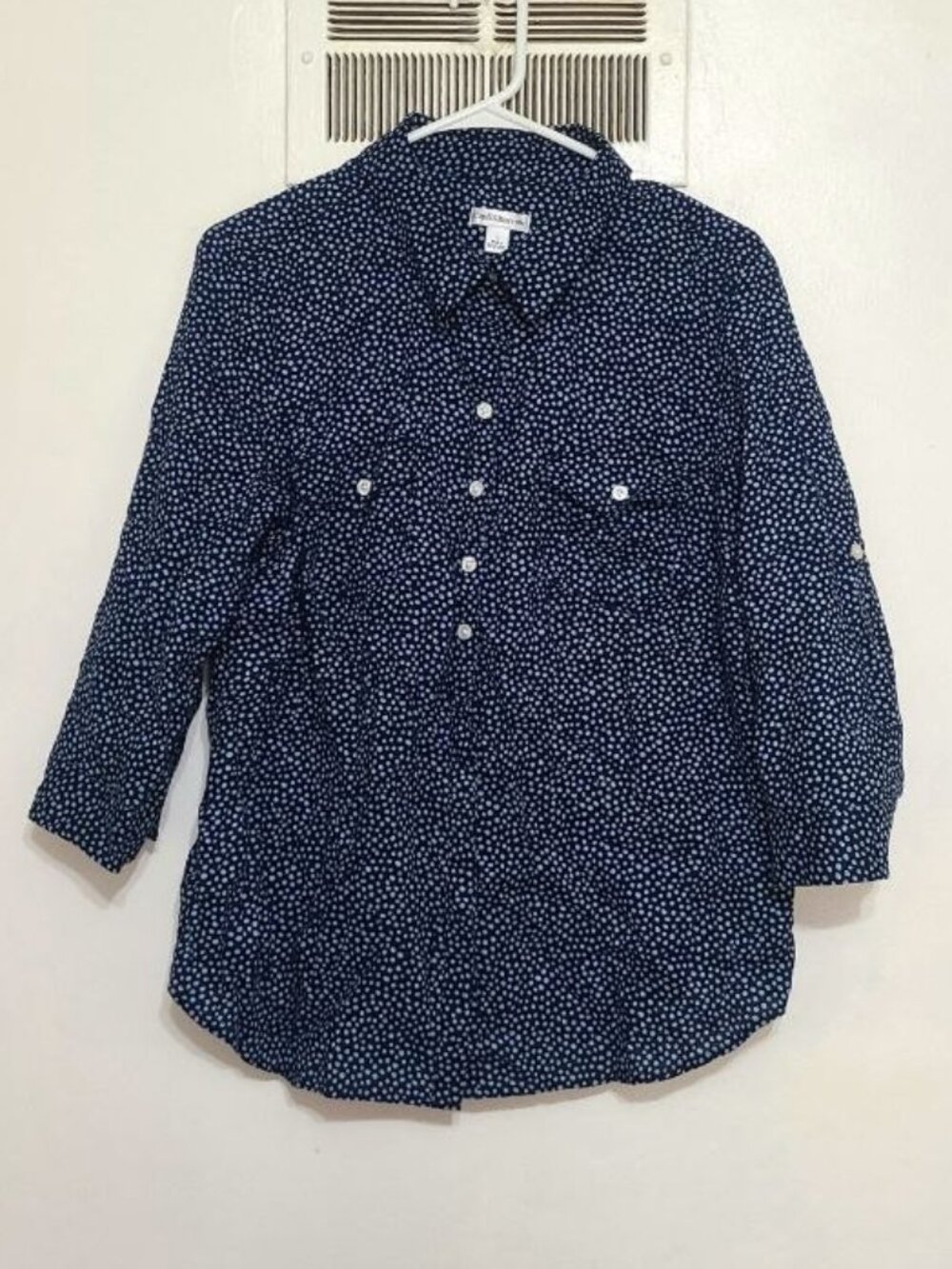 Blue Polka Dot Button‑Up Shirt